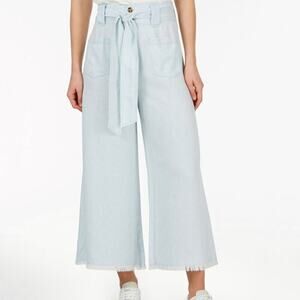 New! Adyson Parker Pale Chambray wide leg high waist pants tie belt detail NWT
